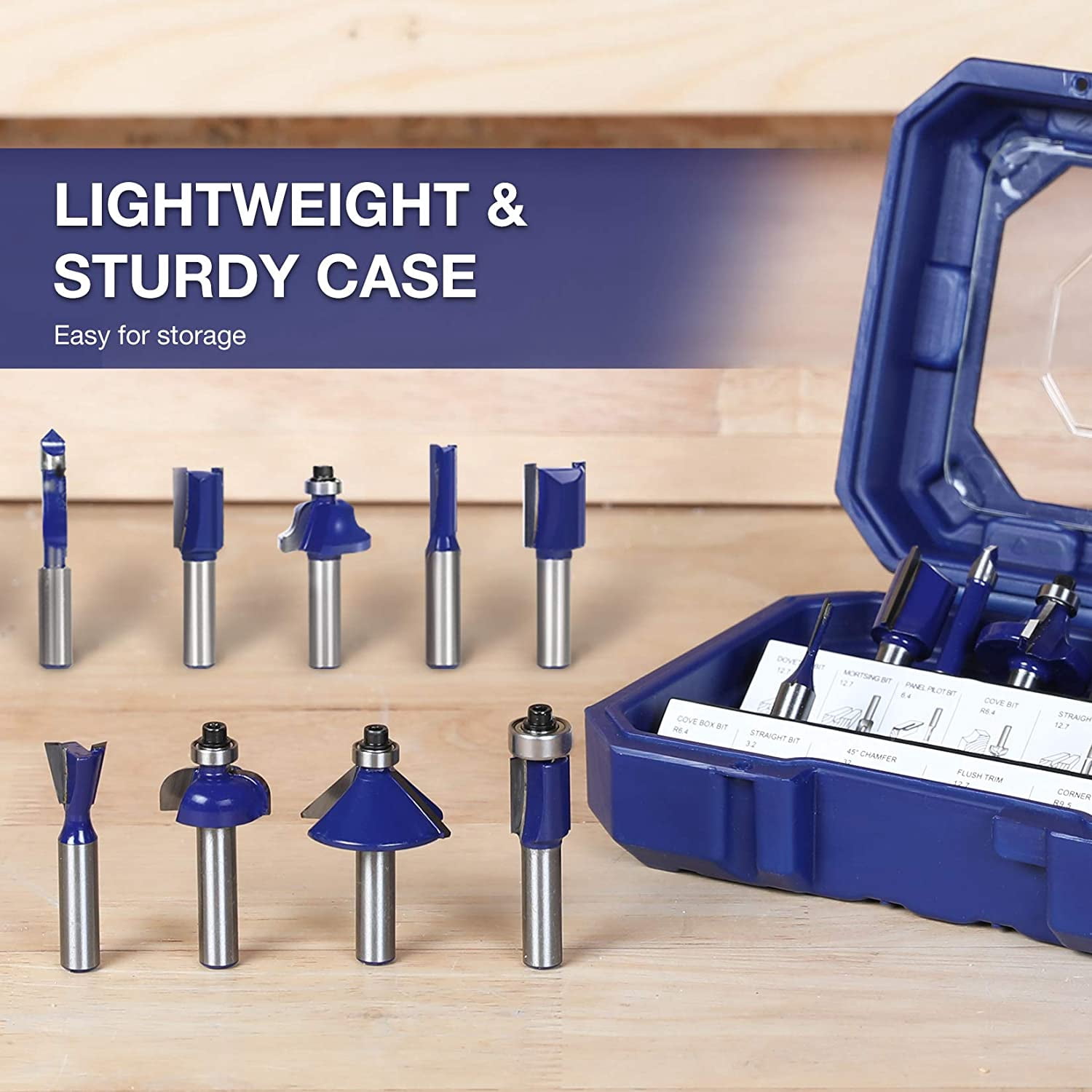 ROP Tungsten Carbide Router Bit 15-Piece Set – 1/4" Inch Shank Drill Bits Kit