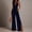 Dark Blue, variant on IUYRTFE Women Lace V Neck Wide Leg Split Jumpsuit Solid Color Waist Cinched Romper for Party Casual Wear