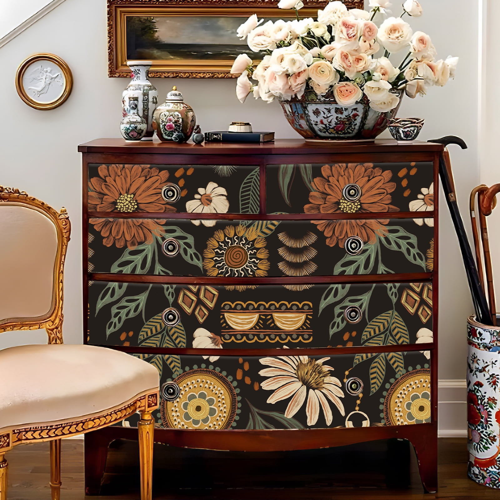 Xiayi Boho Sun Floral Peel and Stick Wallpaper 57.7 Sq. ft