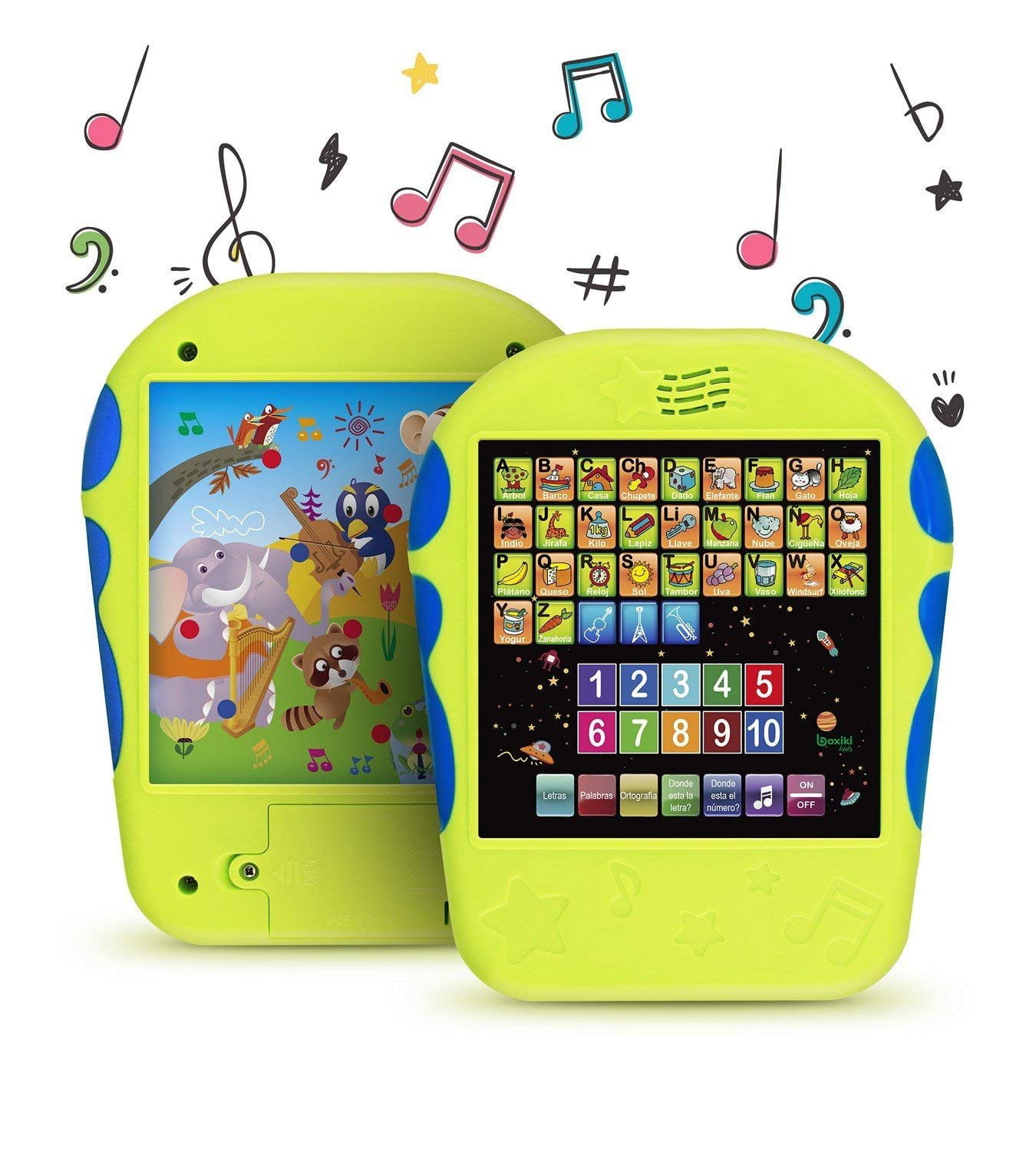 Boxiki kids Spanish Learning Tablet Educational Toy by Touch-and-Learn Spanish Alphabet Toy with Spanish Number Learning, Spanish ABCs, Spelling, Where Is? Games, Melodies, Animals and Sounds