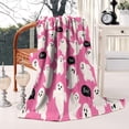 thumbnail image 3 of Pink Halloween Ghosts with Boo Blanket,Comfortable Soft Lamb Wool Throw Blanket,All Season,Warm Lightweight Blankets for Sofa Bed Couch Living Room Chair,50"x60", 3 of 4