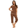 thumbnail image 2 of MINTLIMIT - Hauts à Manches Courtes et Pantalons Capri - Ensembles Pyjama Unis pour Femmes, 2 of 4