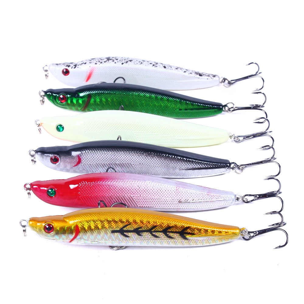 HENGJIA Fishing Lures for Bass Trout, Pencil Popper Fishing Lure for Bass Catfish Pike Perch,  Sinking Lifelike Swimming Lures Hard Bait for Freshwater Saltwater