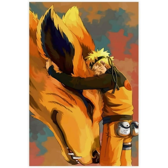 Anime Naruto Bijuu Kurama Kyuubi Canvas Poster Bedroom Office Dorm Room Decor Gift Cute Wall Art Unframed 16 x 24 Inches