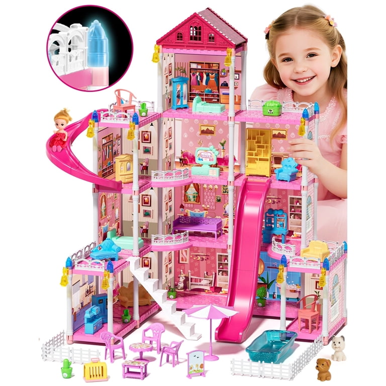 KWANITHINK 12-Room Princess Dollhouse With LED Lights photo 1