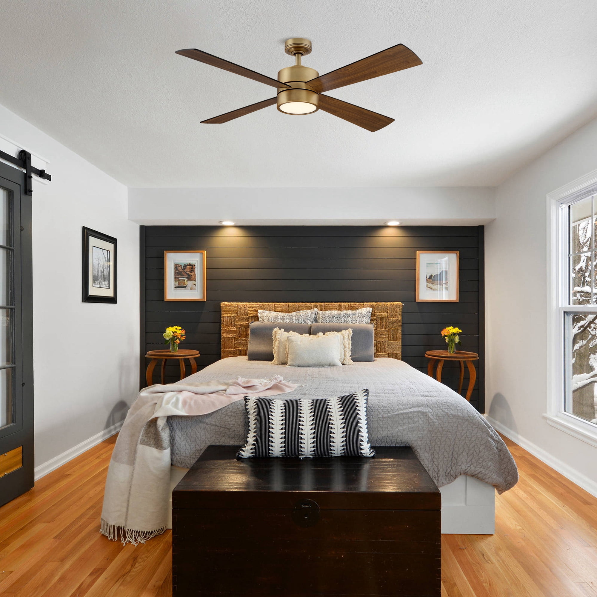 Parrot Uncle 52 Inch Brass Contemporary LED Ceiling Fan with Remote Control
