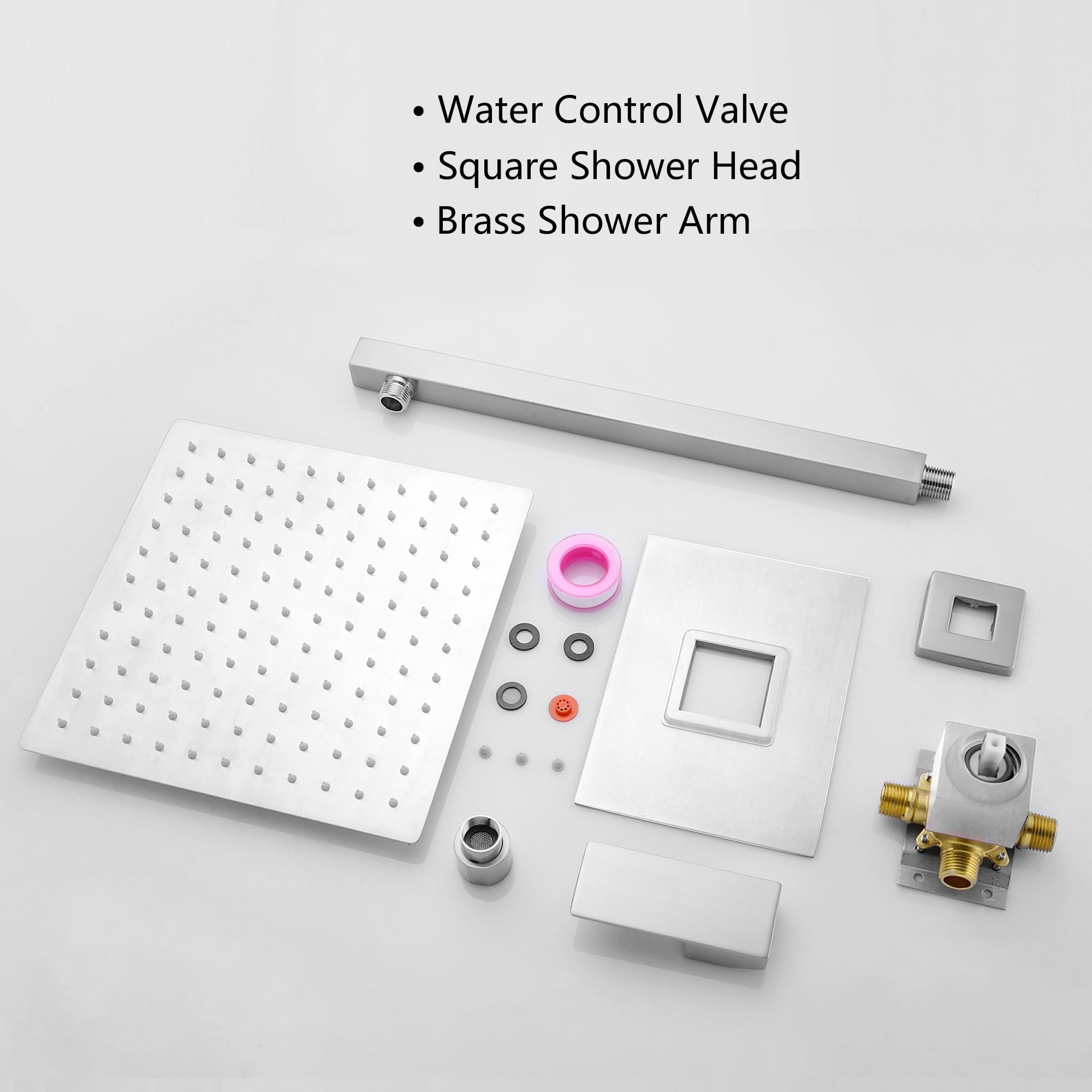 Kichae 10 inch Rain Shower Head with Shower Arm Wall-Mount Pressure Balance Valve Shower Set