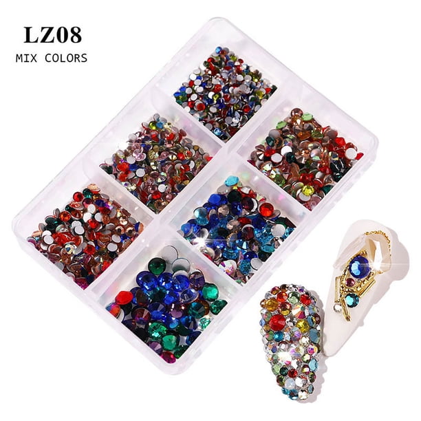 Fiudx Set para Decoración de Uñas, Decoración de Azulejos de Cristal, Piedras Elegantes, Resinas, Brillantes Diamantes de Imitación de Vidrio, Diseños Creativos para Uñas, para Entusiastas de La Mani