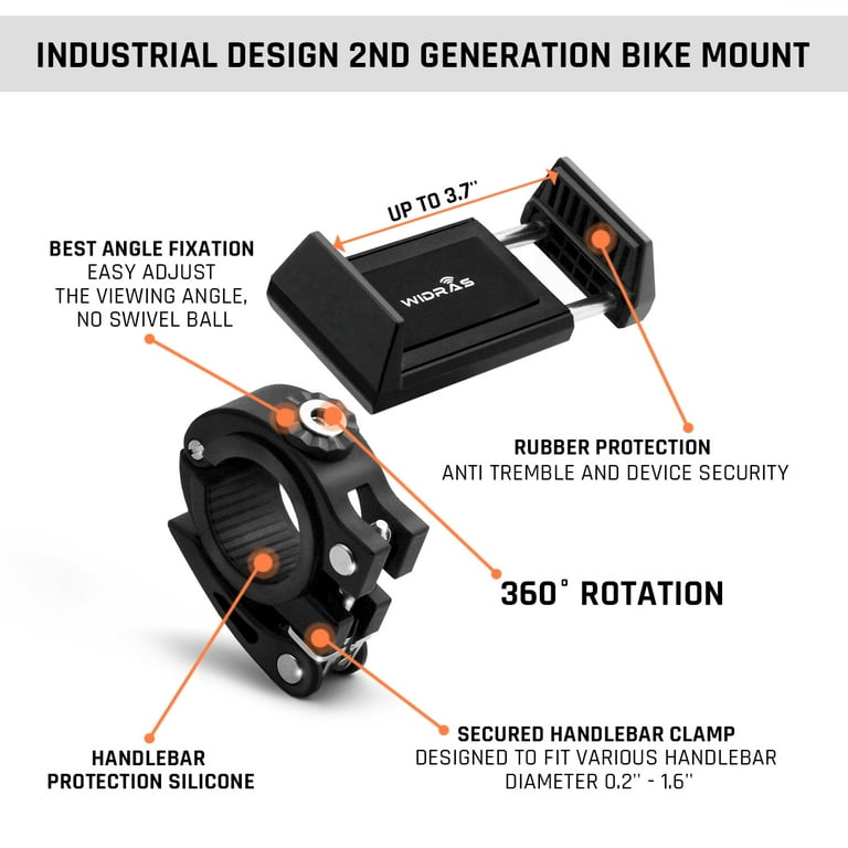 widras bike and motorcycle cell phone holder 2nd generation bicycle mount for iphone x 8 7 6s 5s plus samsung galaxy s5 s6 s7 note or any