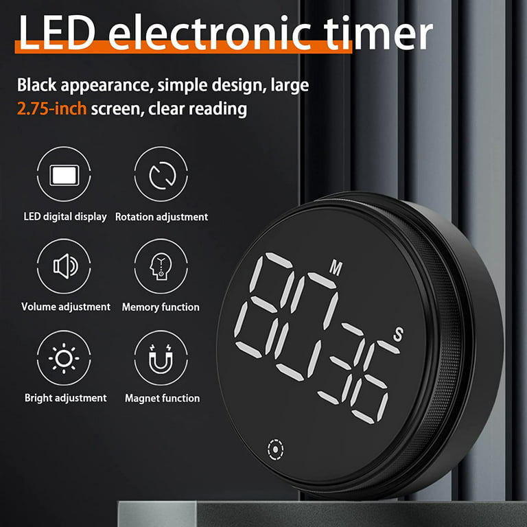 Timers, Digital Kitchen Timer Magnetic with Large LED Display, LIORQUE  Countdown Countup Timer for Cooking Classroom Fitness, Volume Adjustable,  Easy
