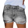 thumbnail image 2 of Rezuofi 1 Pcs Womens High Waist Ripped Hole Short Jeans Washed Distressed Denim Shorts 2025, 2 of 6