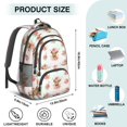 thumbnail image 4 of Highland Cow and Rose Print Backpack for School, Cute School Bag with Adjustable Shoulder Straps and Padded Back, 16.9"x12.6"x5.9", 4 of 4