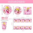 thumbnail image 2 of 141pcs Princess Peach Birthday Tableware Decorations Party Plates Cups Theme Napkins Tablecloth for Princess Peach Party Decoration Y114, 2 of 3