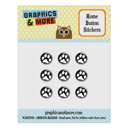 Dog Apple Ipod Paw Print Pet Dog Cat B&W Home Button Stickers Set Fit Apple iPhone iPad iPod Touch ()