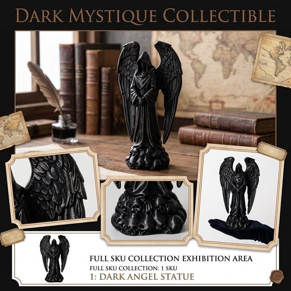 Halloween Decorations Indoor, Gothic Home Decor, Black Goth Decor with Detailed Black Wings and Skull Decor Details, Spooky Indoor Halloween Decorations for Seasonal Styling, 1Pc
