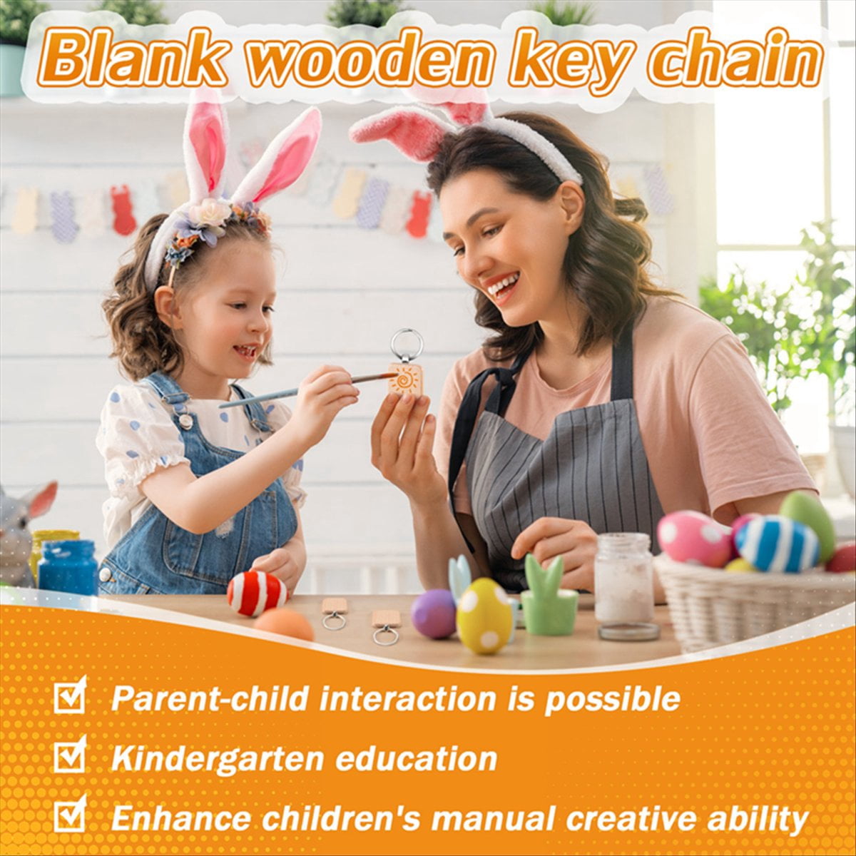 100Pcs DIY Blank Wooden Key Chain Square Carved Key Ring Wooden Key Ring About 40 x 40 mm,100 x Wooden Key Chain,Wood color & silver