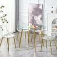 thumbnail image 5 of Golden Metal Legs Table With 40 Inch Diameter Mirrored Glass Tabletop Dining Transparent Top, 5 of 6