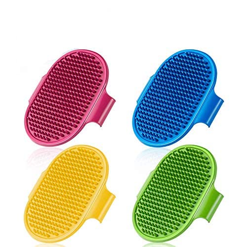 4 Pack Dog Bath Brush Dog Grooming Brush, Pet Shampoo Bath Brush Soothing Massage Rubber Comb