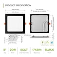 thumbnail image 2 of ASD 1 Pack LED Square Recessed Lighting 8 5 CCT 2700K-5000K CRI90+, 20W 70W Eqv, Ultra Thin Dimmable Ceiling Lights with J Box, Canless Wafer Downlight, Slim Panel Light, UL Energy Star, Black C108, 2 of 3