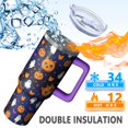 thumbnail image 3 of Halloween 40oz Pumpkin Gift Tumbler with Handle and Straw Lid – Travel Coffee Cup Insulated for Hot Cold, 3 of 5