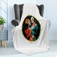 thumbnail image 4 of Day of the Dead Soft Flannel Fleece Throw Blanket, Skeleton Couple in Love Oval Frame with Green Leaves Mexican Tradition, Cozy Plush for Indoor and Outdoor Use, 70" x 90", Multicolor, by Ambesonne, 4 of 5