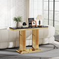 thumbnail image 4 of 47" Modern Faux Marble Console Table, Rectangular Top & Pillar Stainless Steel Base, Narrow Entryway Table for Entrance, Hallway, Foyer, or Living Room, 4 of 5