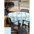 thumbnail image 6 of Square Outdoor Tablecloth with Umbrella Hole Blue Plaid Outside Table Cloth Waterproof Patio Table Cover Farmhouse Buffalo Check Stripes Modern Geometric Zipper Tablecloths for Picnic 54x54 Inch, 6 of 8