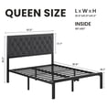 thumbnail image 2 of Lifezone Bed Frame with Linen Upholstered Headboard, Queen, Metal Support, No Box Spring Needed, Grey, 2 of 8