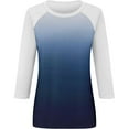 thumbnail image 5 of ATOYSOY Women's Slim Raglan Shirts Fashion Clothes Gradient Pullovers Casual Holiday Going Out Business Tees Round Neck Blouses Summer 3/4 Sleeve Tops Cute Blue XL, 5 of 5