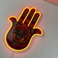 thumbnail image 3 of Handmadetneonsign Hamsa Hand Decal Printed Neon Light, Hand of Fatima Acrylic Led Light, Evil Eye, 3 of 5