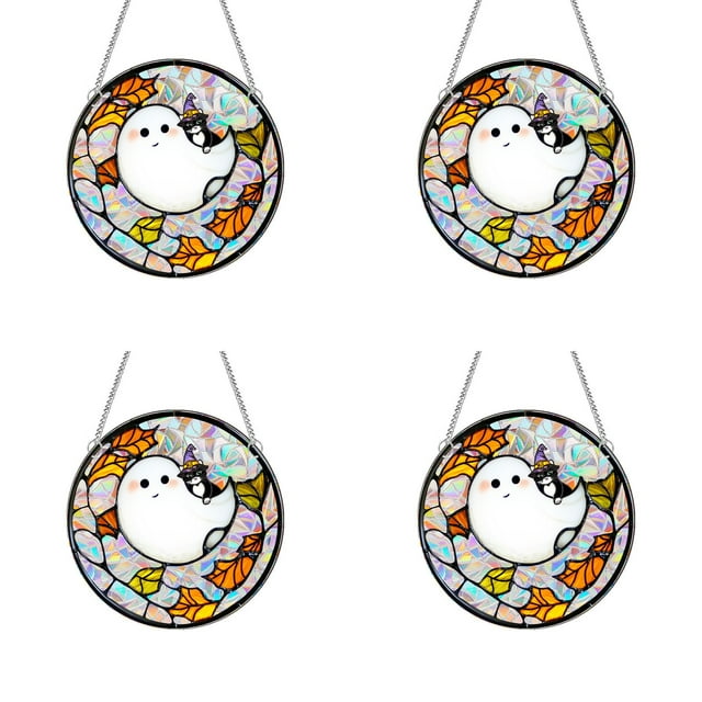 Décorations Ornements Suspendus Citrouille Acrylique Enchantée pour Fête à la Maison Intérieur Extérieur Design Unique, Lot de 4