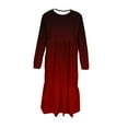 thumbnail image 5 of HBGVBA Girl's Casual Long Sleeve Dresses,Gradient Color Midi Sundress,4-15 Years Gradient Color Crew Neck Maxi Dress with Side Pockets, 5 of 5