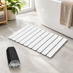 Foldable Stone Bath Mat Diatomaceo23.6 x15.5 White