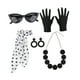 thumbnail image 1 of Accesorios de vestuario de los años 50 mujer disfraz vintage cosplay fiesta graduación 5 piezas negro, 1 of 8