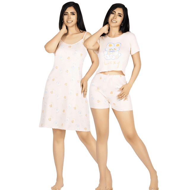 Set Pijama 3 Piezas Mujer Verano Bata Top y Short
