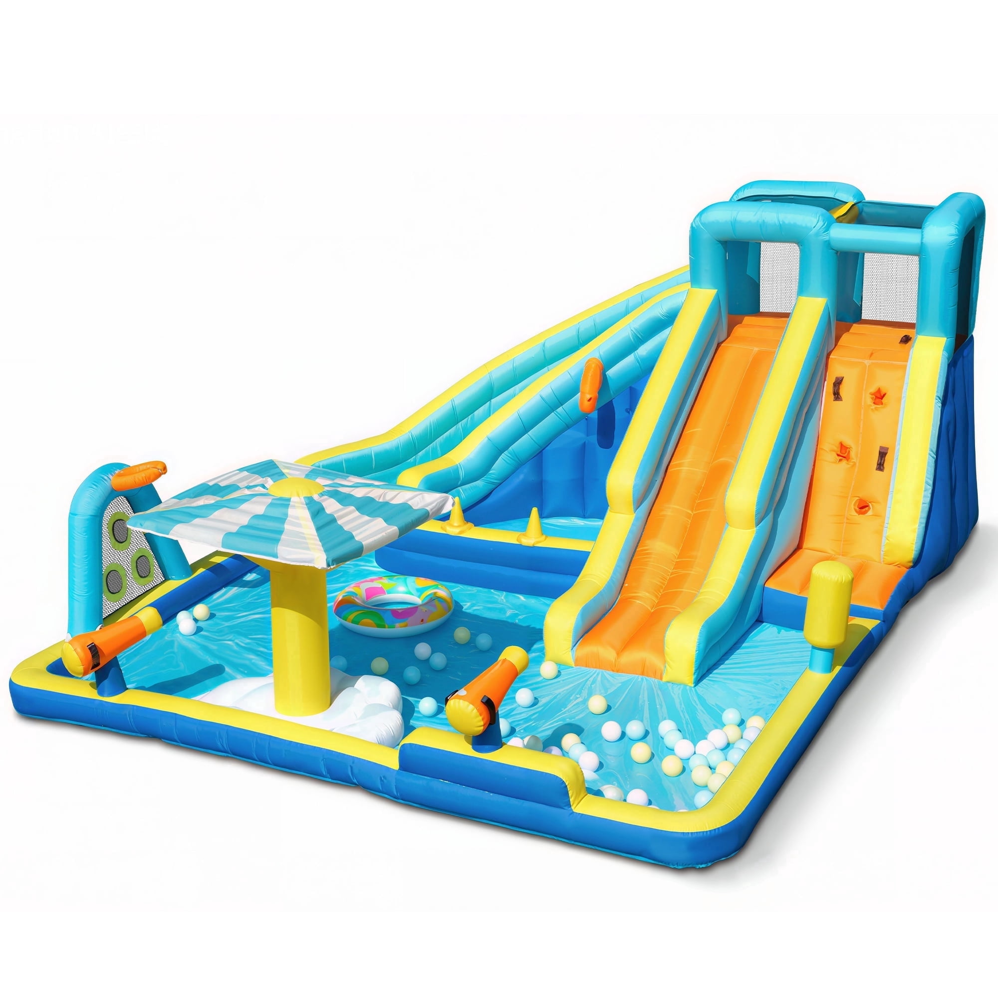 SaveJoy Giant 11-in-1 Inflatable Water Slide Bounce House, 197''x169''x87'', 750W Blower, Summer Water Park for Kids 3-8, Indoor & Outdoor Use