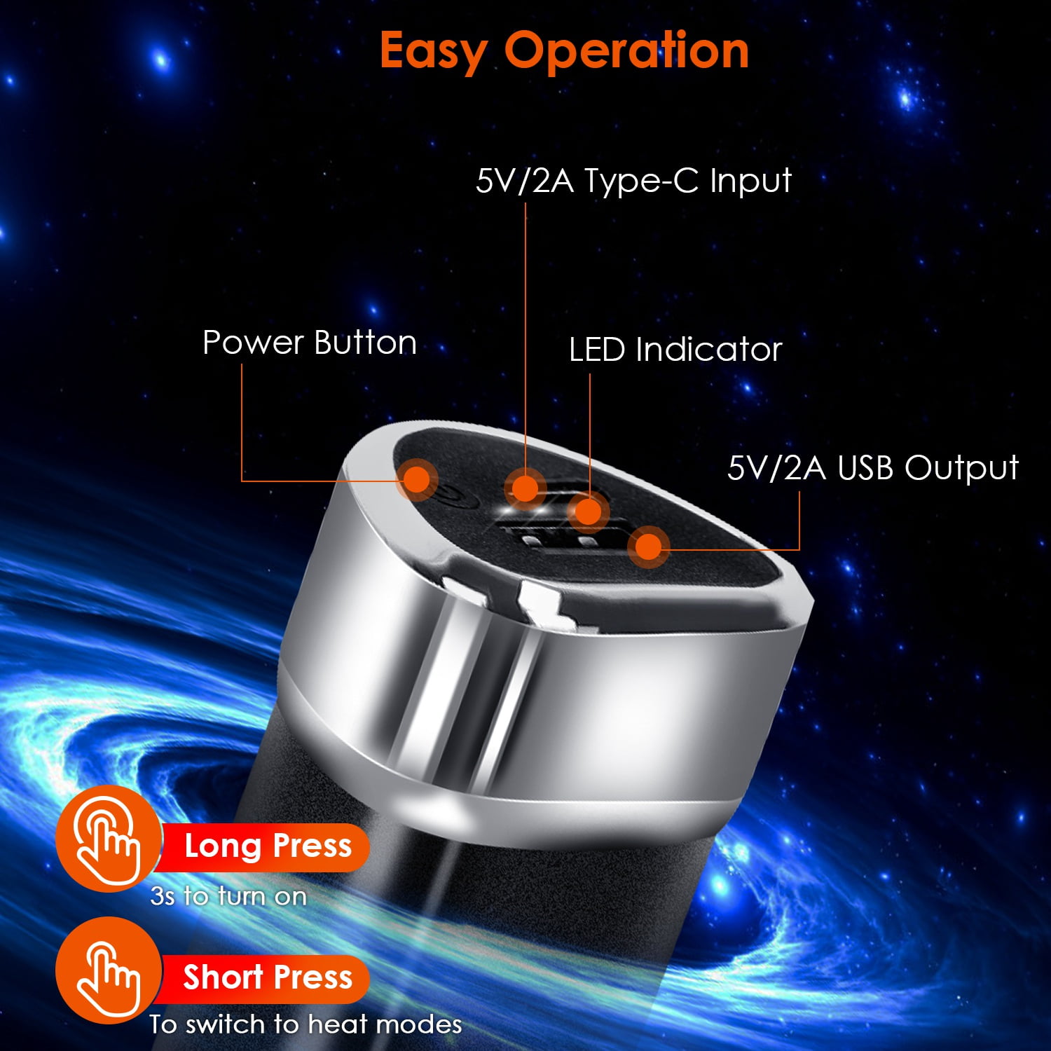 2 in 1 Portable Hand Warmers Rechargeable Power Bank  2 Pack 10000mAh Split-Magnetic Handwarmers with 3 Heating Levels for Outdoor Camping Fishing Skiing Black