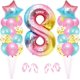thumbnail image 1 of Globo de cumpleaños para niña de 8 años, octavo cumpleaños, globo rosa con el número 8, decoración de cumpleaños, globo de feliz cumpleaños, decoración de fiesta de cumpleaños de niña de 8 años, 1 of 4