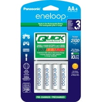 Panasonic K-KJ55MCA4BA 3-Hour Quick Battery Charger Pack w/ 4 AA Eneloop NiMH Rechargeable Batteries