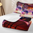 thumbnail image 4 of Castle Fairy Orange Basketball Print Twin Quilt Set,Sport Theme Graffiti Splash Twin Coverlet Set, 4 of 7