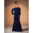 thumbnail image 3 of AURA Plus Size Sequin Evening Dress One Shoulder Mermaid Formal Gown 0XL 4XL, 3 of 8
