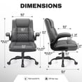 thumbnail image 2 of COOLHUT Office Chair, Executive Leather Chair Home Office Desk Chairs, Computer Chair with Adjustable Flip-up Padded Arms, Lumbar Support Swivel Desk Chair with Adjustable Hight and Tilt, Dark Gray, 2 of 12