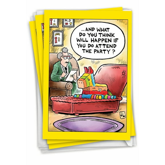 NobleWorks Pack of 3 Funny Birthday Greeting Cards with Envelopes (1 Design, 3 Each) Pinata Therapy C9325BDG-C3x1