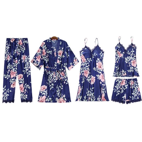 Kadahis Plus Size Lingerie For Women Fashion Satin Silk Pajamas Women Lace Nightdress Lingerie Robes Underwear Sleepwear Sexy