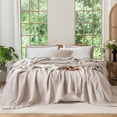 thumbnail image 4 of MooMee Throw Blanket 100% Cotton 4-Layer Gauze All-Around Fringe Ultra-Soft Breathable Lightweight (Cream Grey, King 104" x 90"), 4 of 8