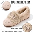 thumbnail image 3 of Knivor Fuzzy Bow Moccasin Slippers for Women Suede Faux Fur Lined Slip On Loafer House Shoes Non Slip Sole Indoor Outdoor Winter Warm House Slippers, 3 of 8