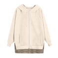 thumbnail image 2 of Gkeoshab Womens Sweatshirt Women's Solid Color Raglan Sleeve Zip-Up Hooded Sweatshirt with Side Pockets, Athletic Inspired Jacket for Modern Casual Style and On-the-Go Comfort Beige L, 2 of 4