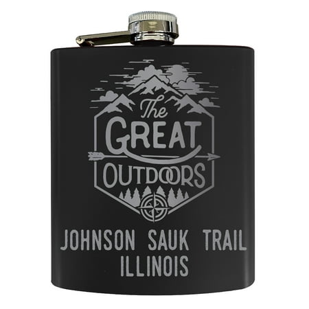 

Johnson Sauk Trail Illinois Laser Engraved Explore the Outdoors Souvenir 7 oz Stainless Steel 7 oz Flask Black
