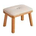 thumbnail image 4 of Tongina Padded Foot Stool Comfortable Soft Small Low Ottoman for Entryway Home Couch Beige Wooden Color, 4 of 8