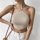 thumbnail image 4 of Camiseta Sin Mangas Con Cuello Halter Dobladillo curvo Cami Top Navel Exposed Mujer Estilo Y2k Traje de calle (Beige S) Cgtredaw Para estrenar, 4 of 6